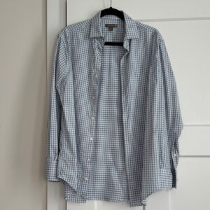 Peter Millar Blue and White Plaid Shirt